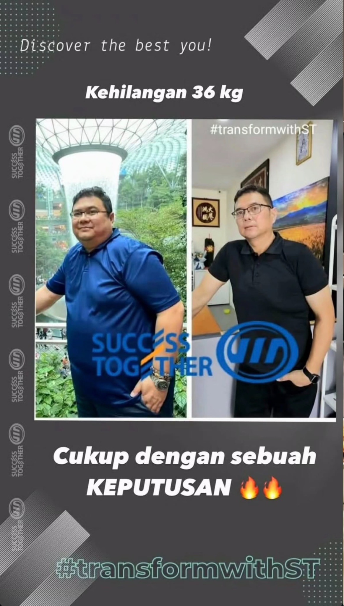 Transformasi pelanggan TransformwithST sebelum dan sesudah