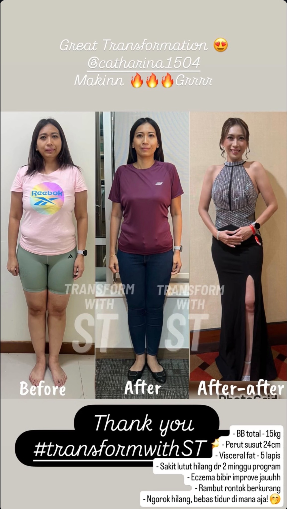 Transformasi pelanggan TransformwithST sebelum dan sesudah
